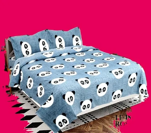 141 TC Cotton Double Printed Flat Bedsheet (Pack of 1, Multicolor) DBS218