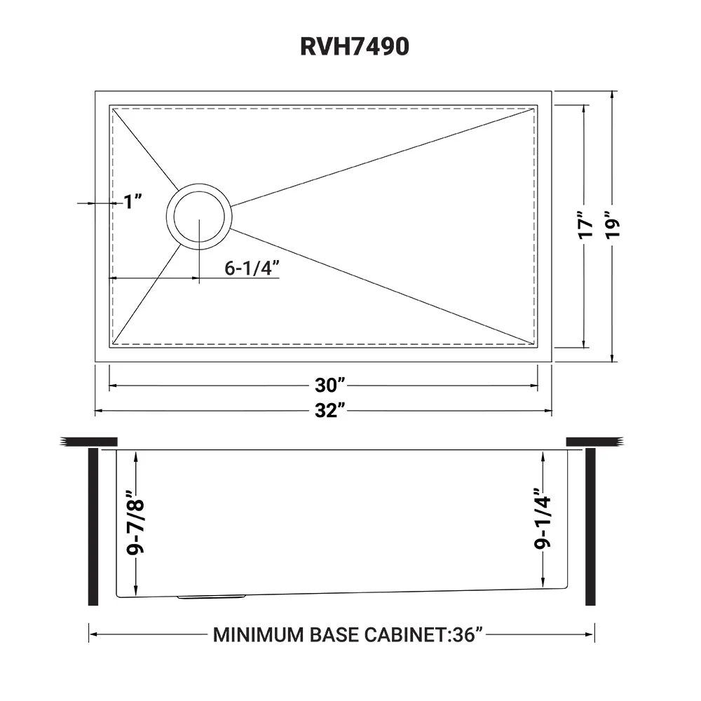 32-inch Offset Drain Sloped Bottom Undermount Single Bowl Stainless Steel- Kitchen Sink