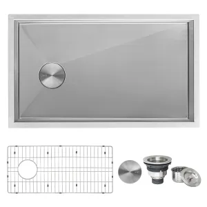 32-inch Offset Drain Sloped Bottom Undermount Single Bowl Stainless Steel- Kitchen Sink