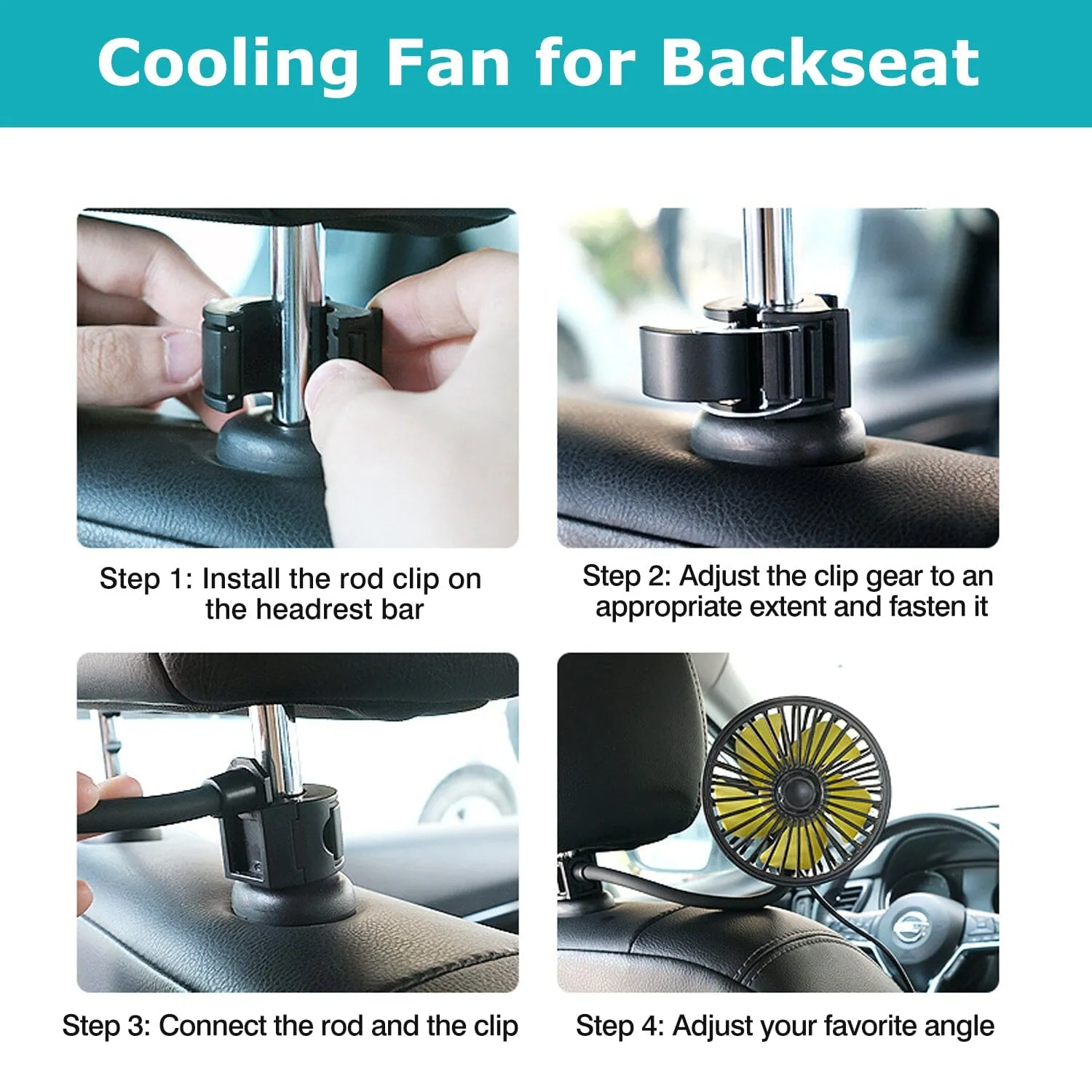 360 º Rotatable Car Cooling Fan with 3 Speeds