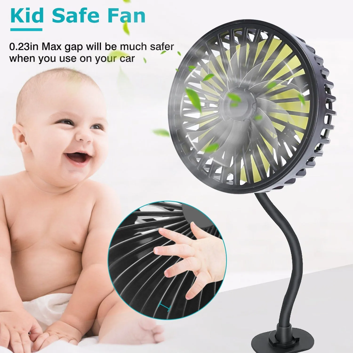 360 º Rotatable Car Cooling Fan with 3 Speeds