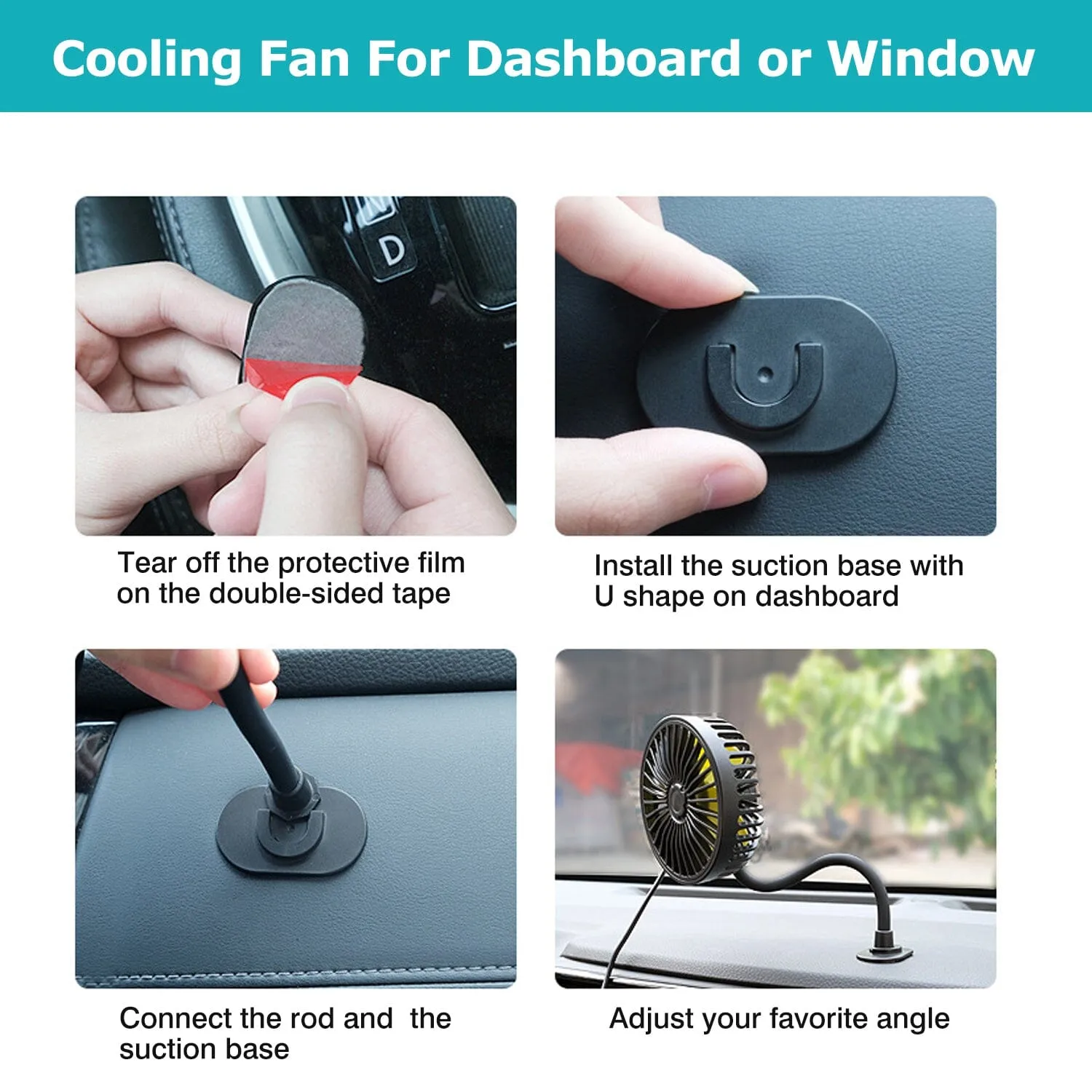 360 º Rotatable Car Cooling Fan with 3 Speeds