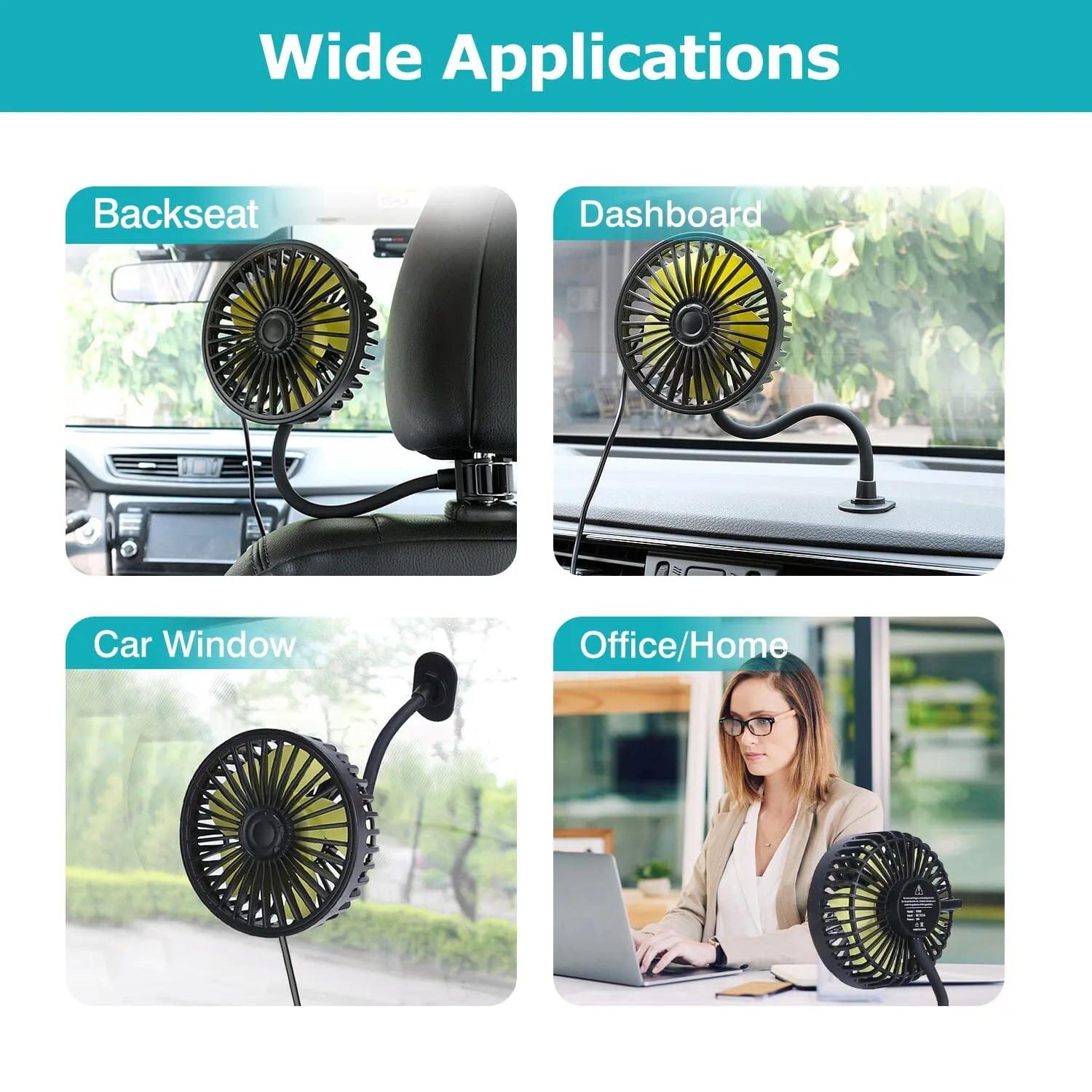 360 º Rotatable Car Cooling Fan with 3 Speeds