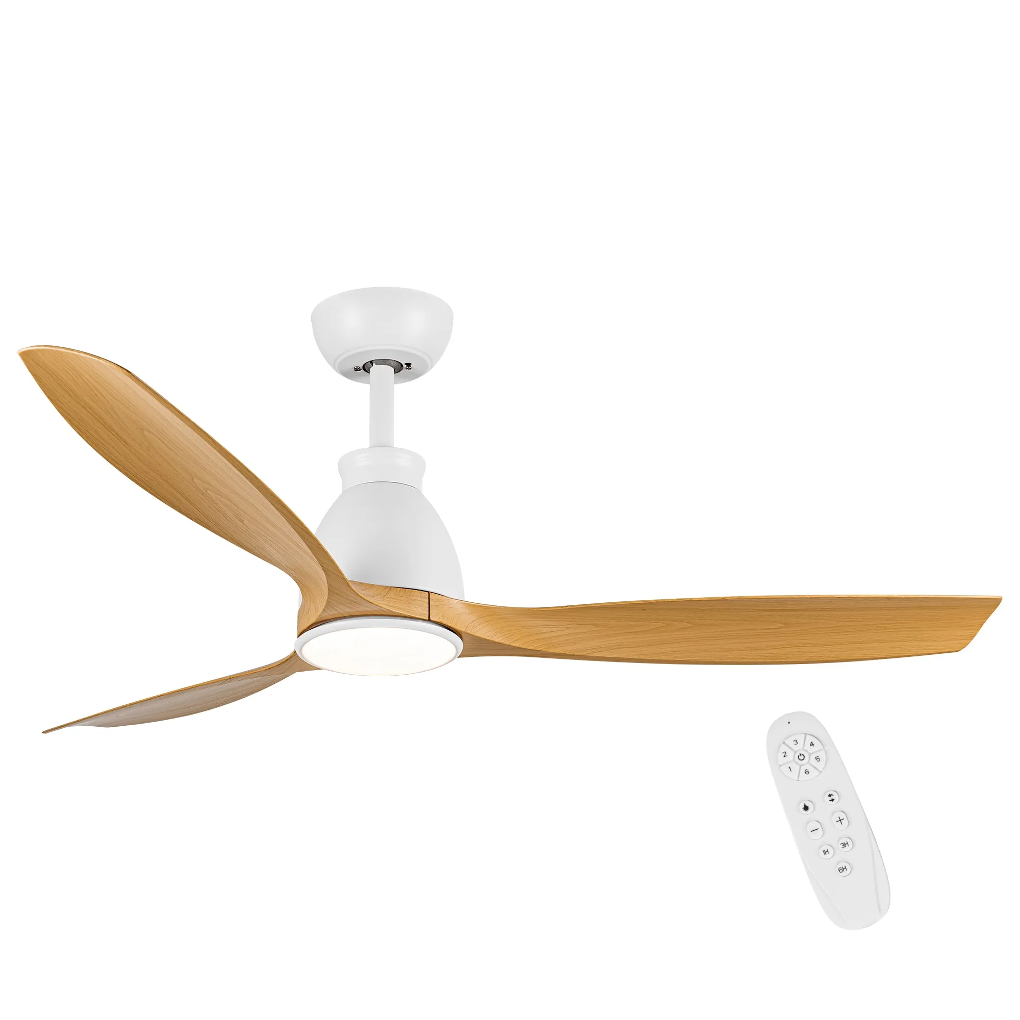 52 In.Intergrated LED Ceiling Fan with Antique Brown Wood Graiin Blade