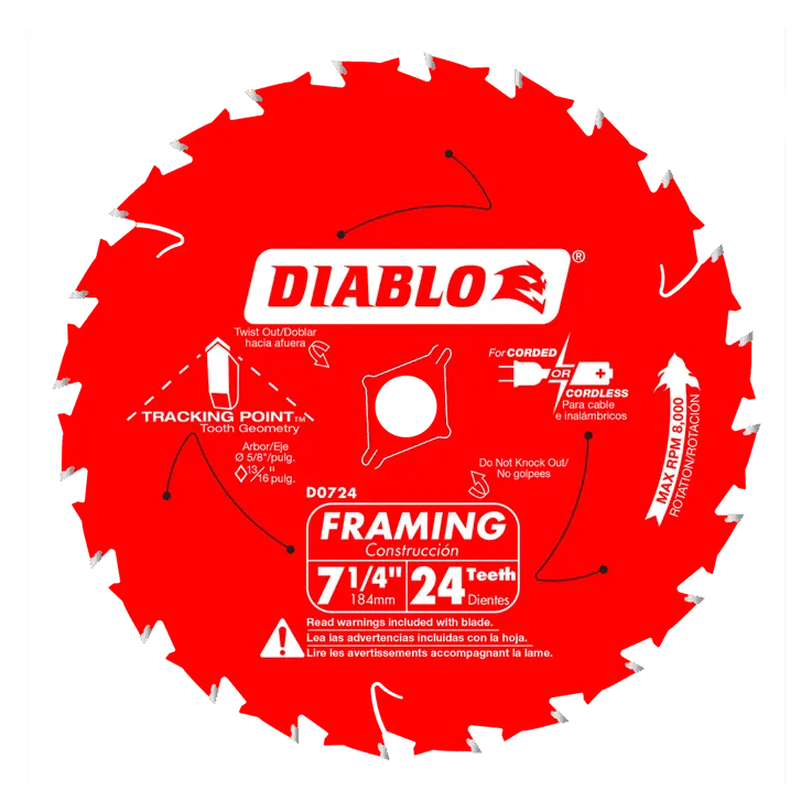 7-1/4 in x 24 Tooth Framing Saw Blade