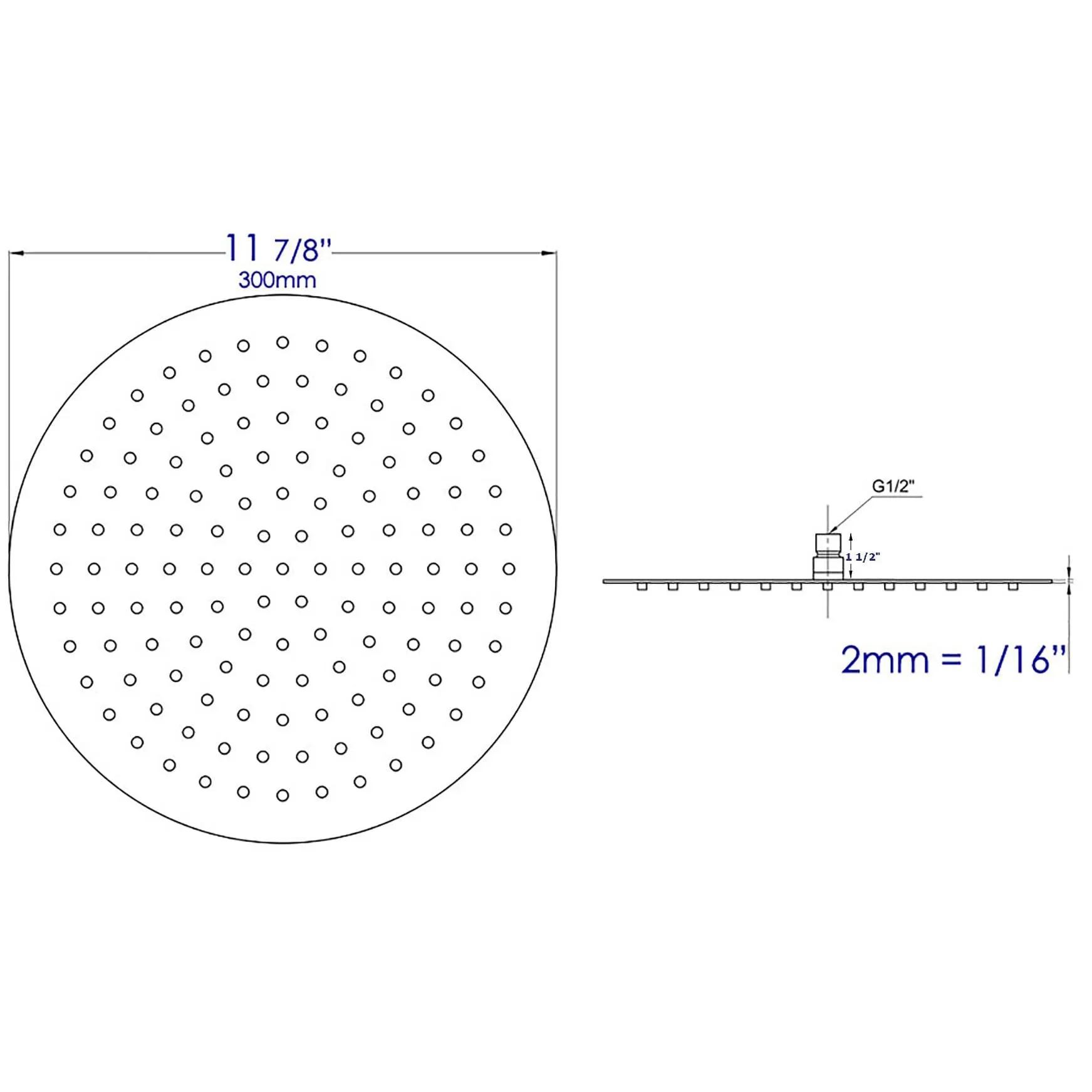 ALFI RAIN12R-PSS Polished Stainless Steel 12" Round Ultra Thin Rain Shower Head