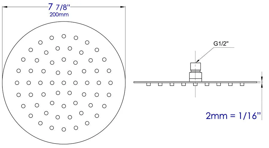 ALFI Solid Stainless Steel 8" Round Ultra Thin Rain Shower Head