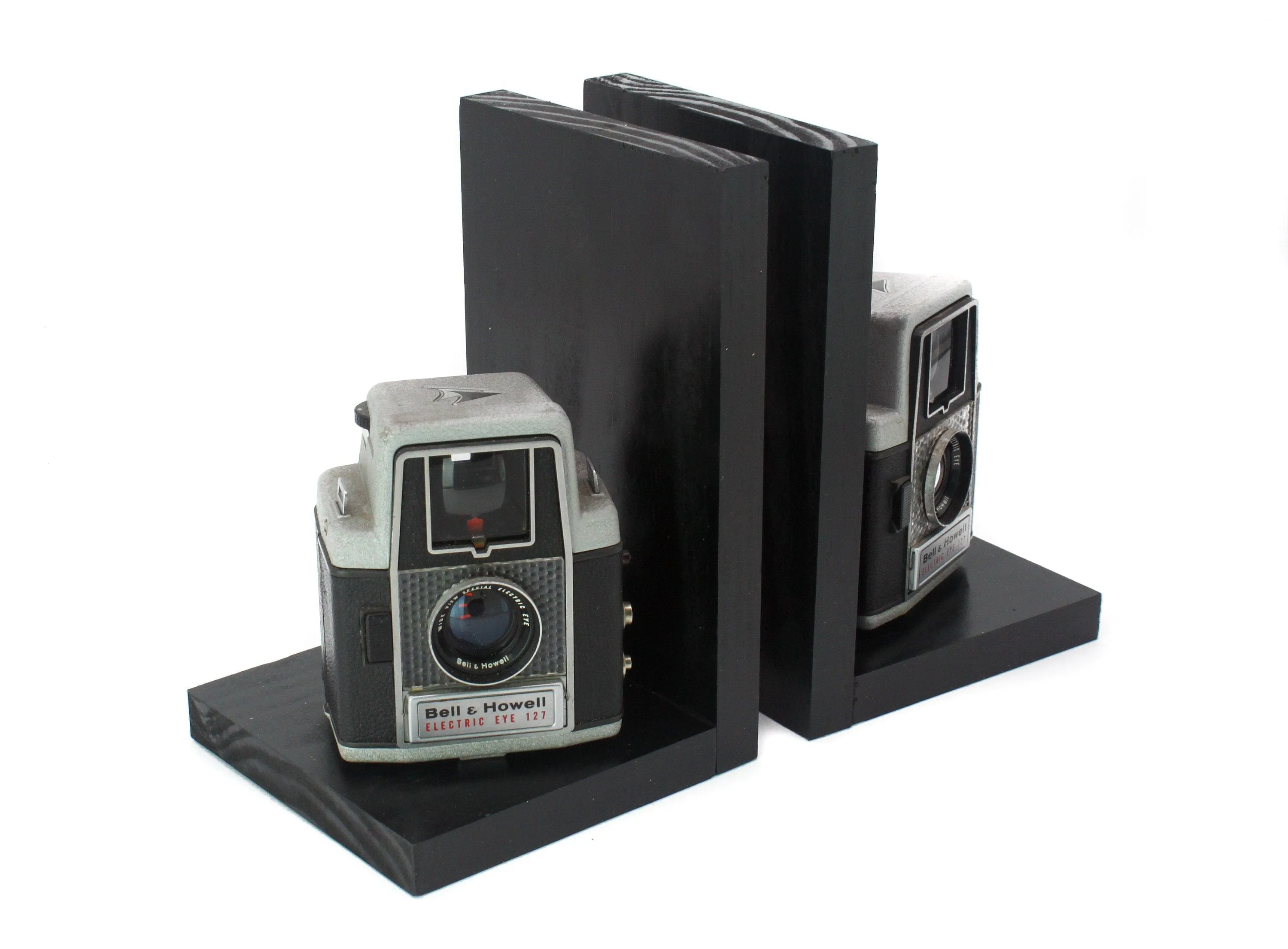 Antique Decorative Camera Bookends - 2 Bell & Howell Electric Eye 127 - Movie Room Décor - Eco-friendly gift