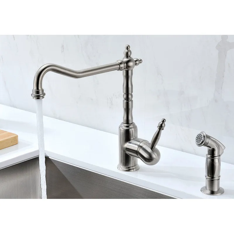 ANZZI Elysian Farmhouse 36 in. Double Bowl Kitchen Sink with Locke Faucet in Brushed Nickel