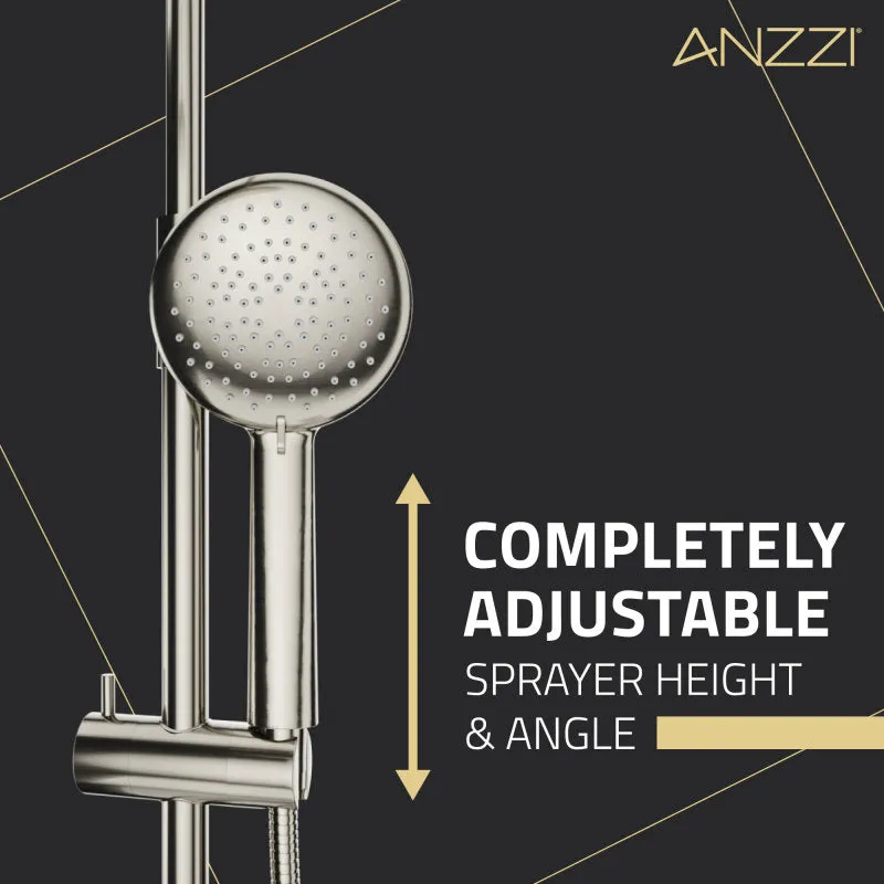 ANZZI Heavy Rainfall Stainless Steel Shower Bar with Hand Sprayer