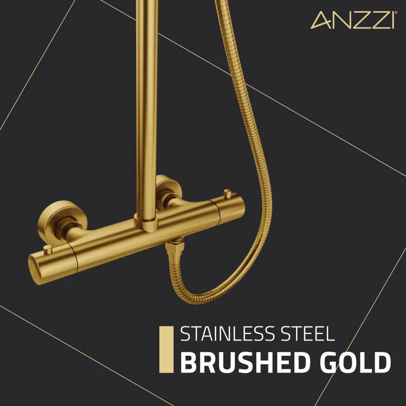 ANZZI Heavy Rainfall Stainless Steel Shower Bar with Hand Sprayer