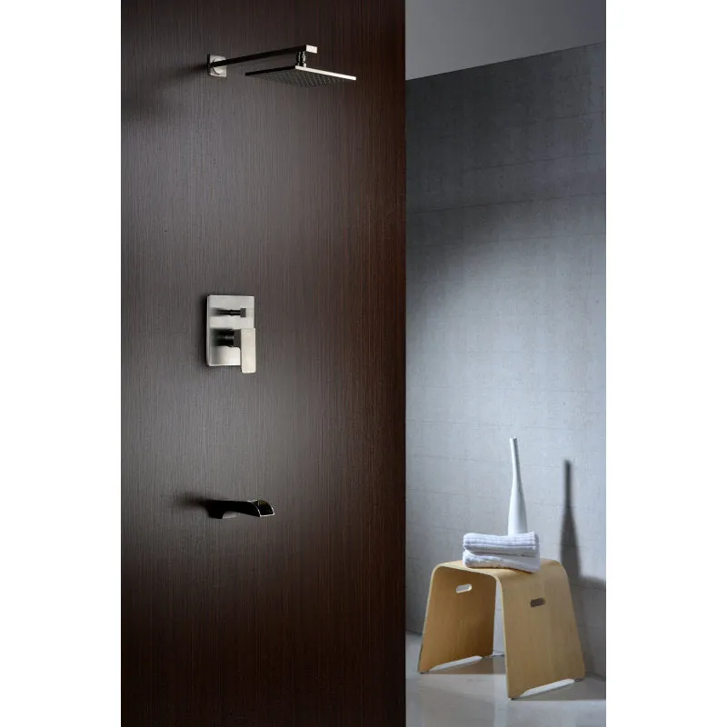 ANZZI Mezzo Series Single Handle Wall Mounted Showerhead and Bath Faucet Set in Brushed Nickel