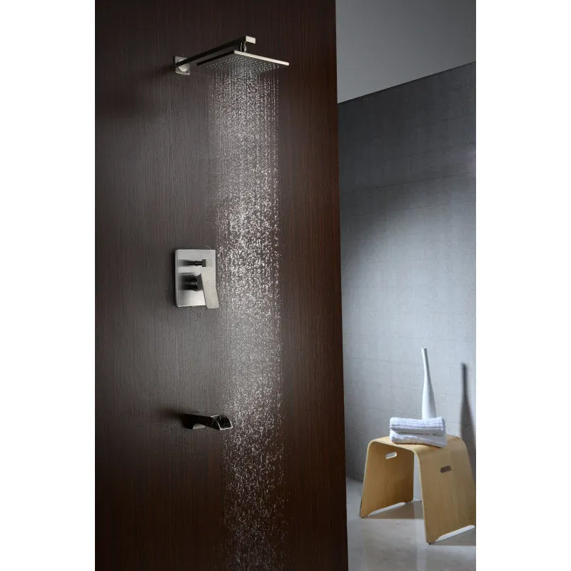 ANZZI Mezzo Series Single Handle Wall Mounted Showerhead and Bath Faucet Set in Brushed Nickel