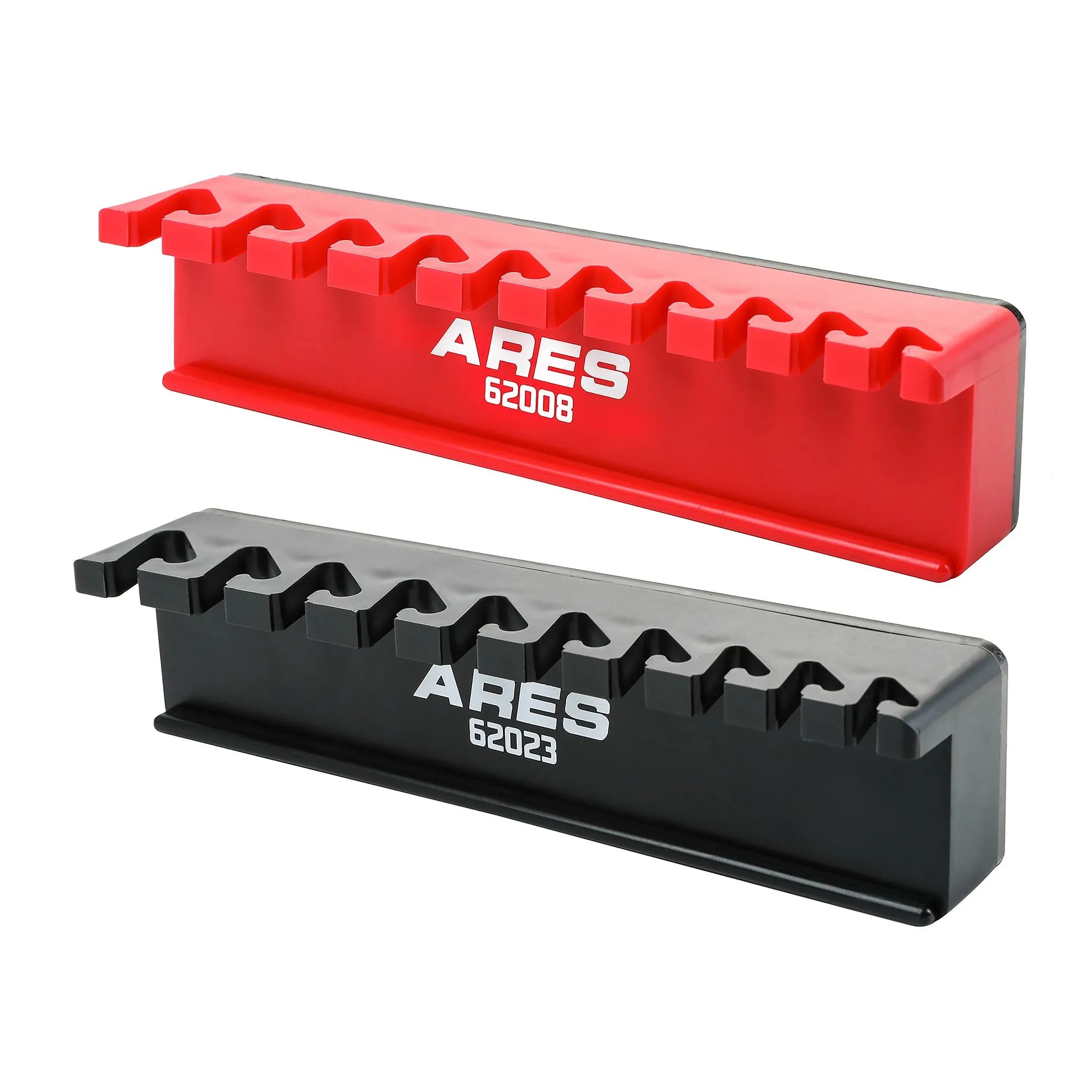 ARES 62059 - 2-Pack 10-Slot Red and Black Magnetic Wrench Organizer Set