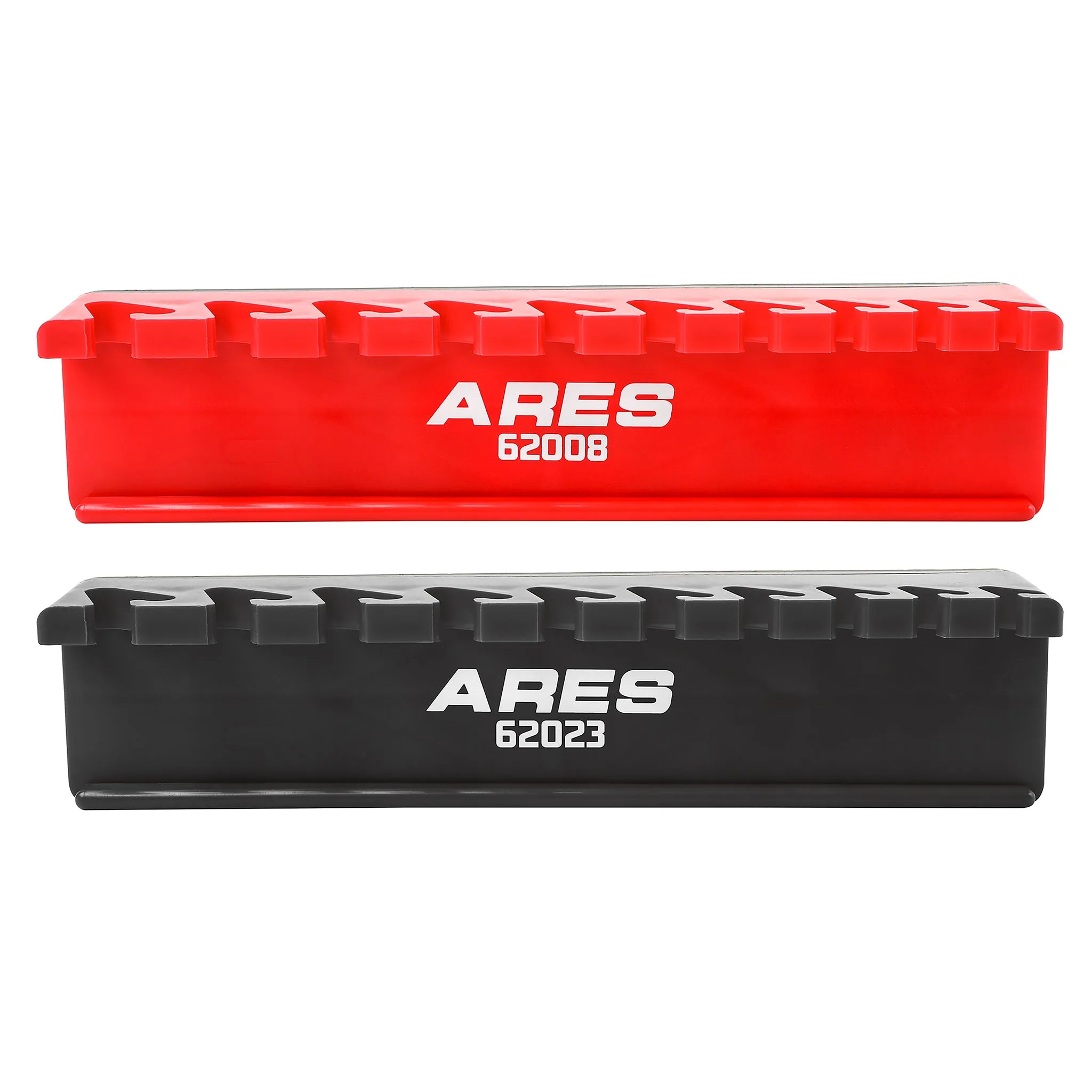 ARES 62059 - 2-Pack 10-Slot Red and Black Magnetic Wrench Organizer Set