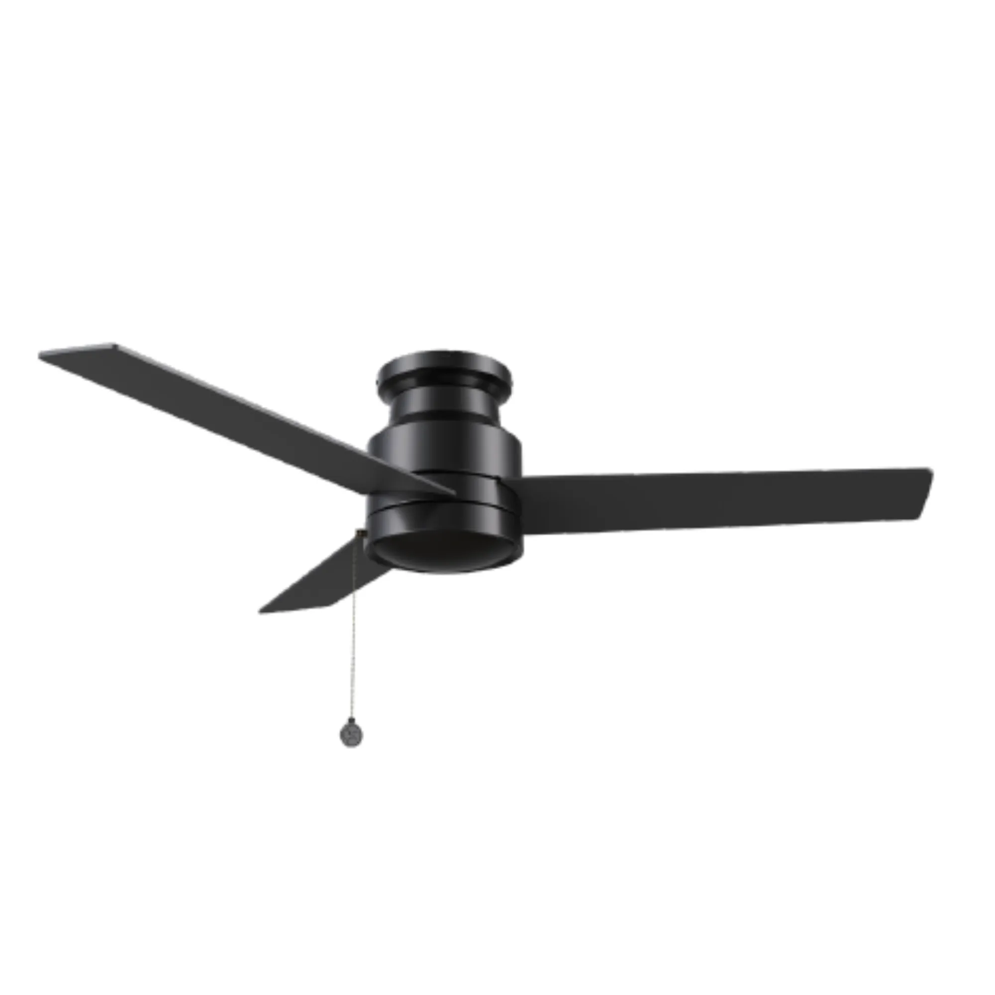 ASCOTT 52 inch 3-Blade Flush Mount Ceiling Fan with Pull Chain - Black/Black (No Light)