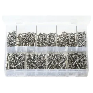 Assortment Box. A2 Stainless Steel Self-Tapping Screws Pan Head Pozi. 450 Pieces.