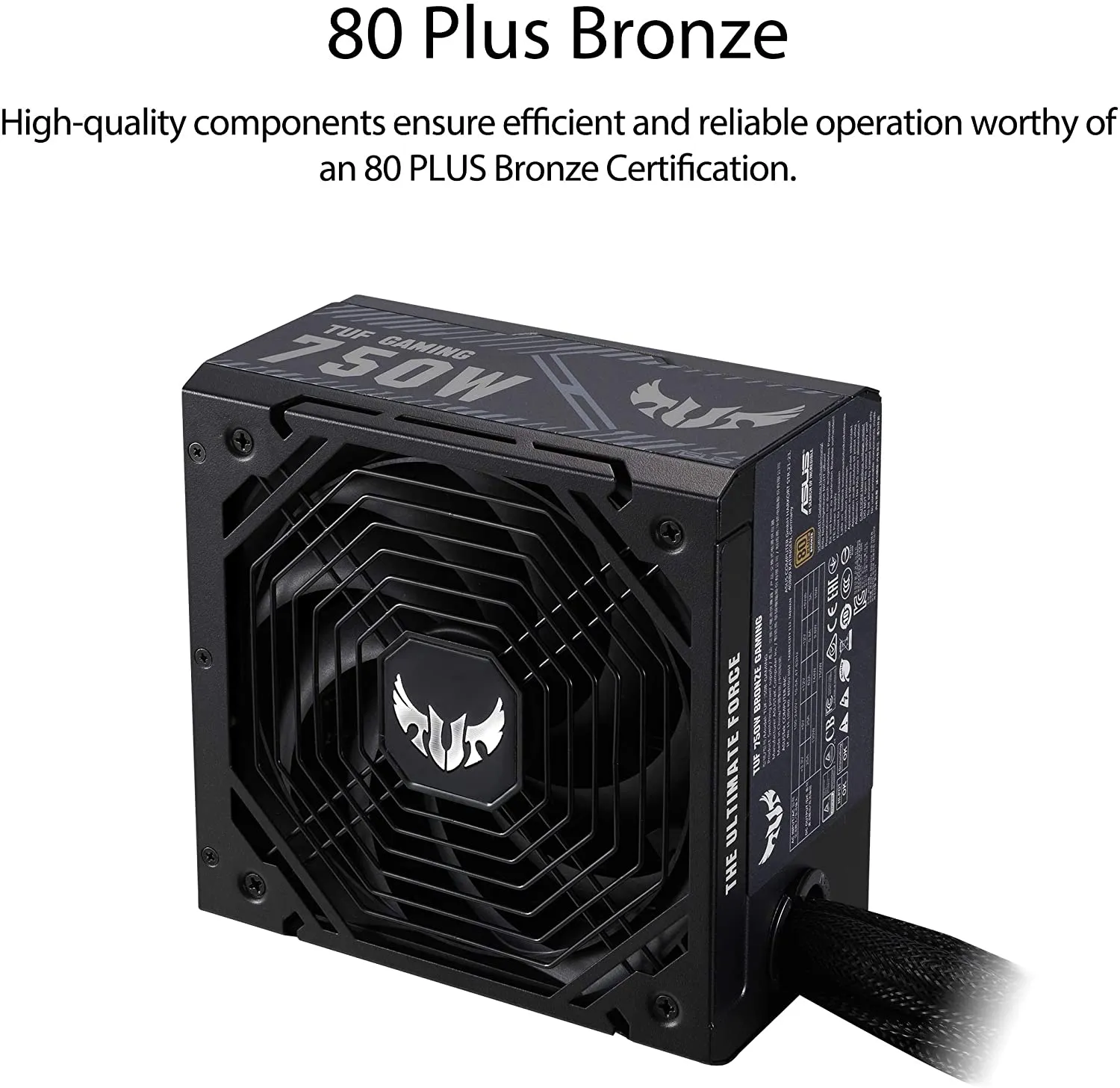 Asus 750W TUF Gaming PSU, Double Ball Bearing Fan, Fully Wired, 80  Bronze, 0dB Tech, Power Supply