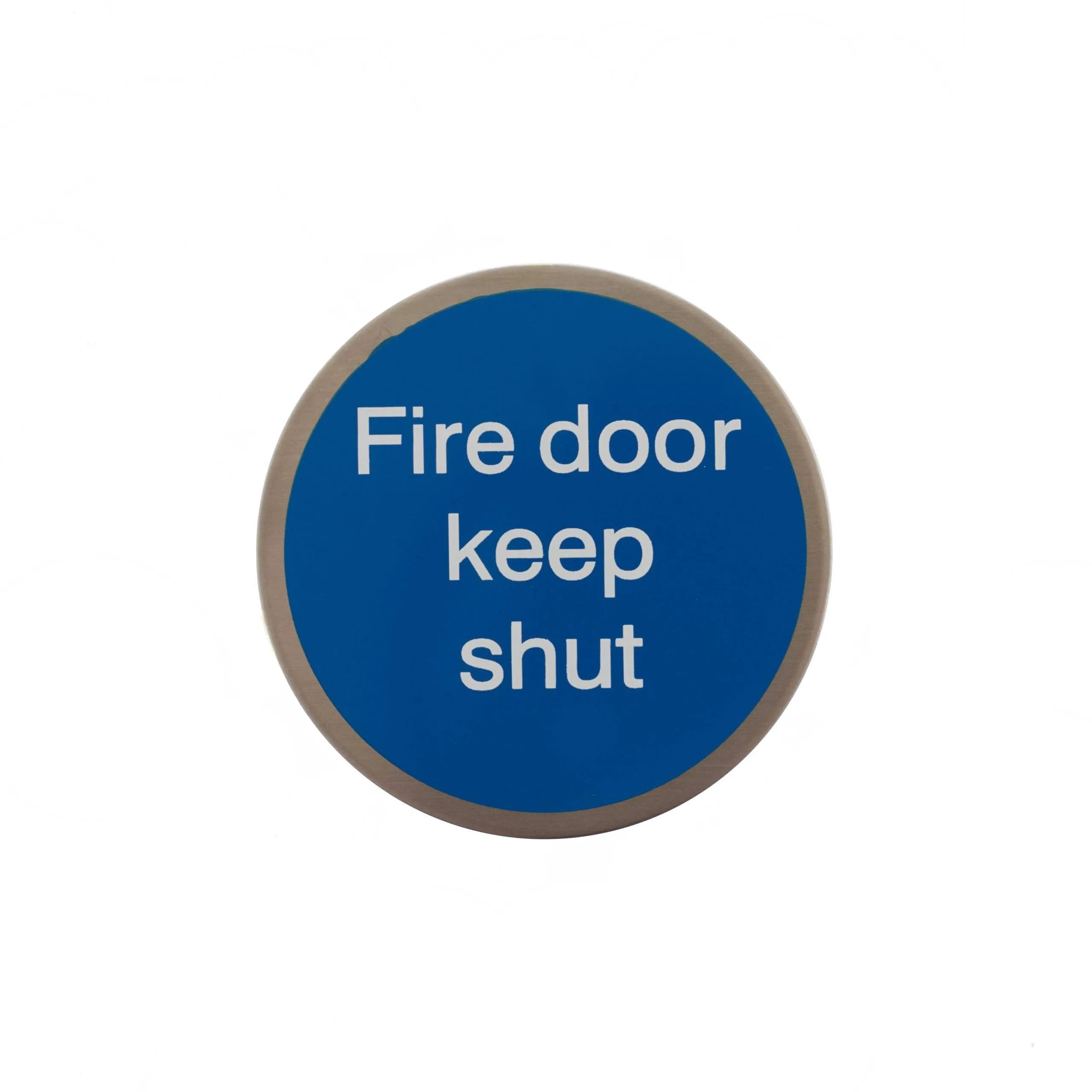 Atlantic Fire Door Keep Shut Disc Sign 75mm 3M Adhesive - Satin Stainless Steel