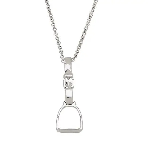 AWST Int'l Rhodium English Stirrup Necklace