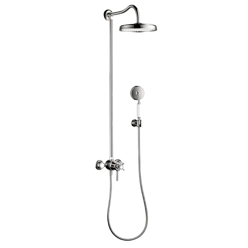 Axor 16570001 Montreux Showerpipe Shower System with 63" Hose Handshower Holder Shower Head and Handshower in Chrome