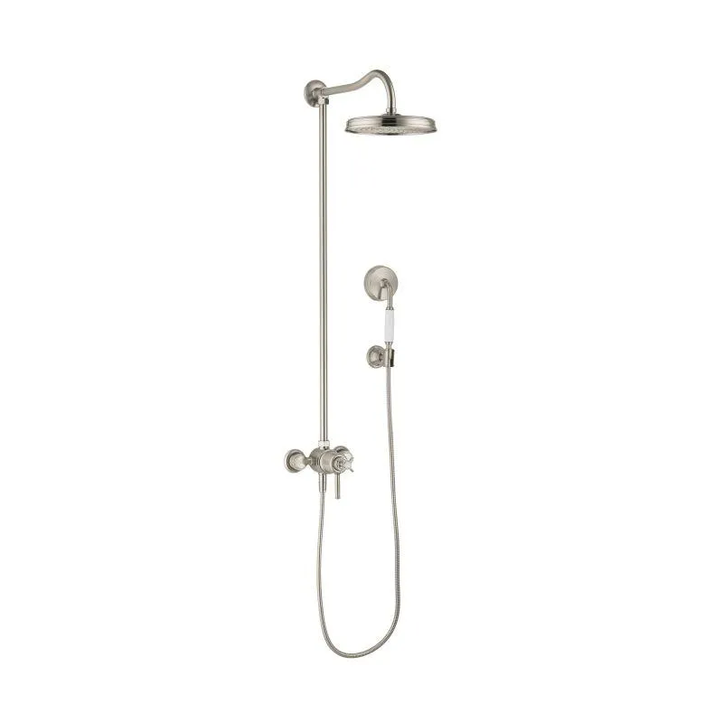 Axor 16570001 Montreux Showerpipe Shower System with 63" Hose Handshower Holder Shower Head and Handshower in Chrome