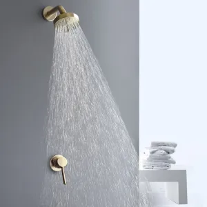 Brushed Gold Bathroom Fixture Waterfall Restroom Shower Faucet Set