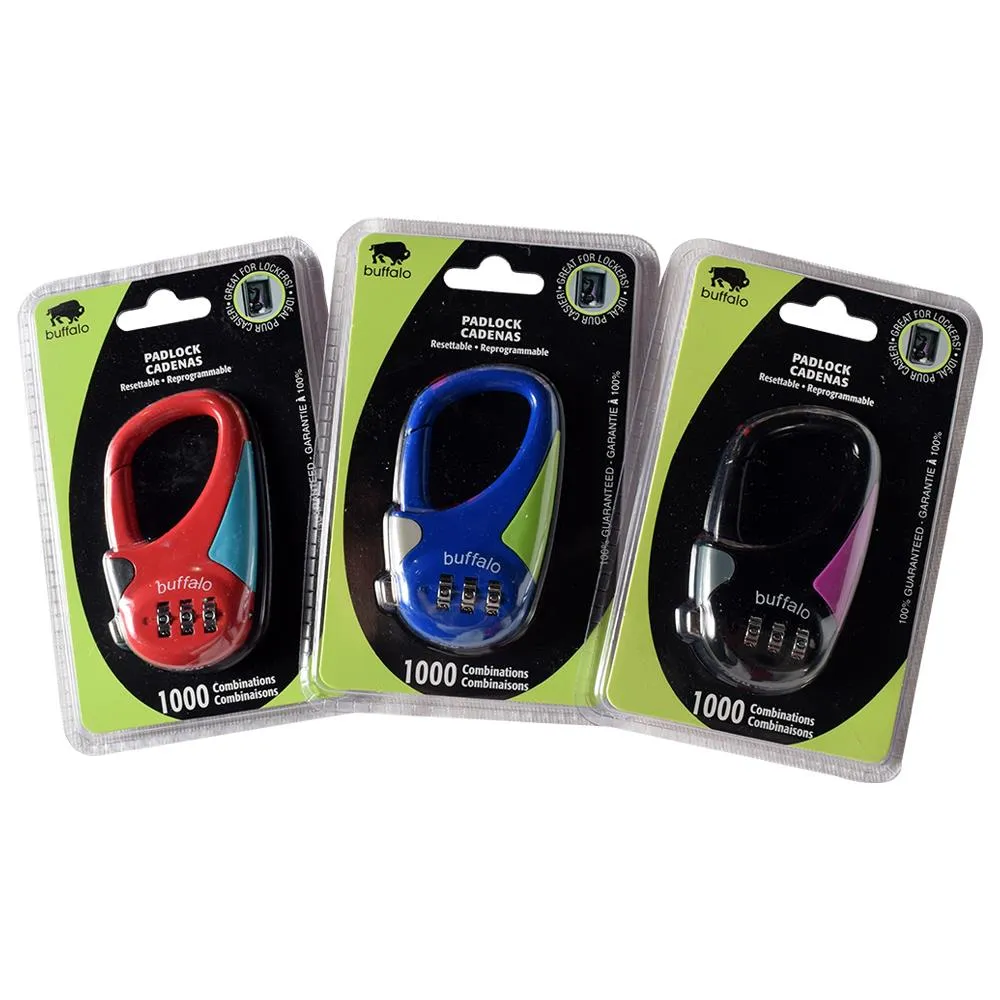 Buffalo Combination Lock 3-Digit Assorted Colour