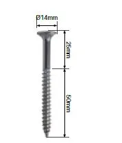 Bugle batten screw 75MM LONG - SS316 (Hex head drive)