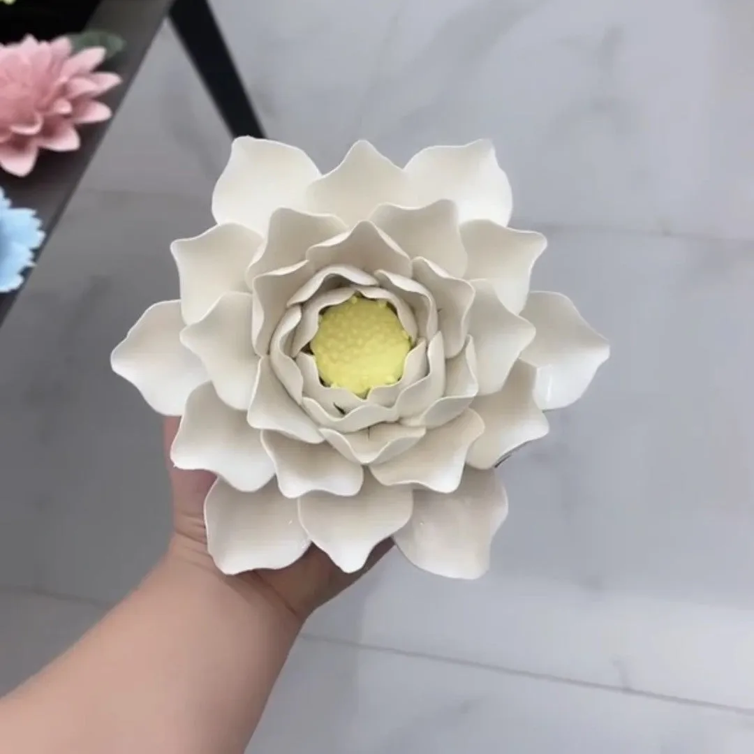 Bulk 7" Porcelain Lotus Flowers Ceramic Artificial Hanging Decoration Wholesale