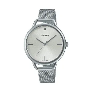 Casio Ladies' Analog Stainless Steel Mesh Band Watch LTPE415M-7C LTP-E415M-7C