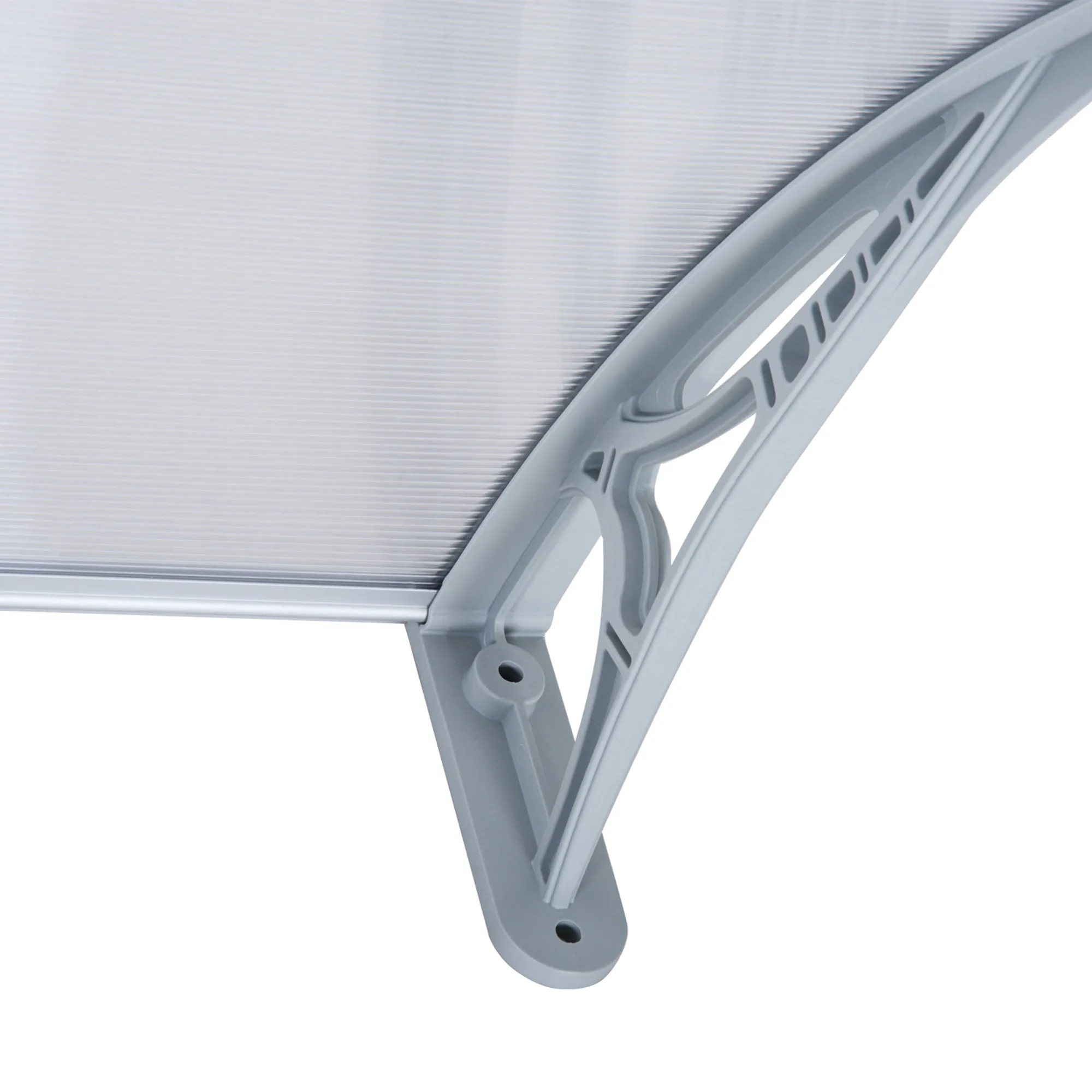 Door/Window Awning, Polycarbonate, 140Wx70L cm-Transparent/Silver