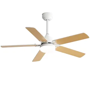 Energy Saving 42 Inch Ceiling Fan 5 Plywood Blade Noiseless Reversible Dc Motor Remote Control With Led Light