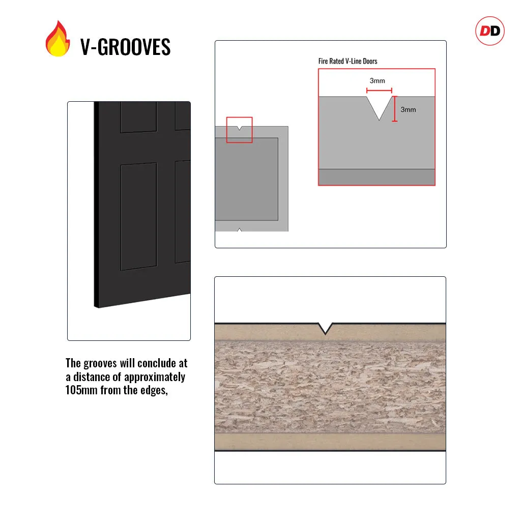 Fire Line V078-FD Fire Rated Interior Door - Premium Primed - Six Colour Options