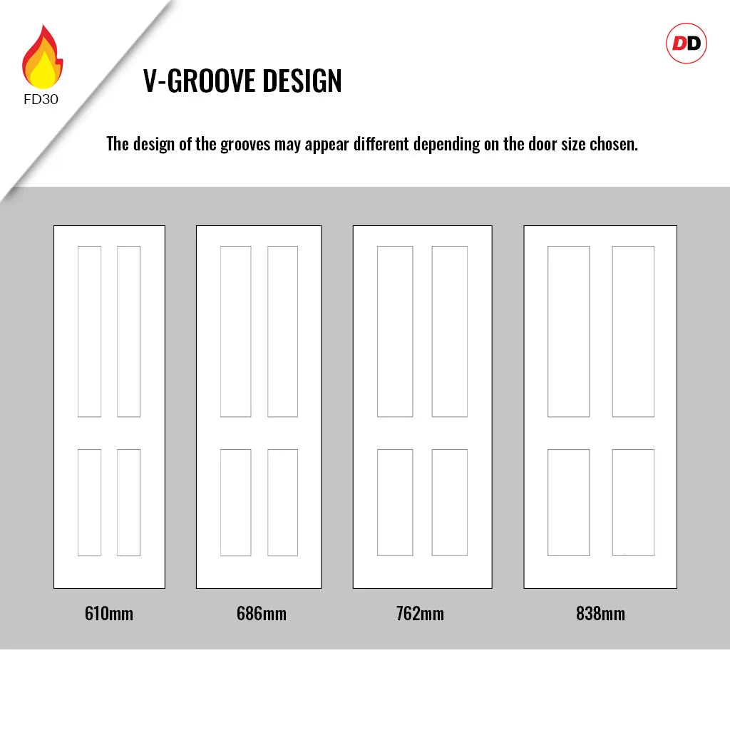 Fire Line V078-FD Fire Rated Interior Door - Premium Primed - Six Colour Options