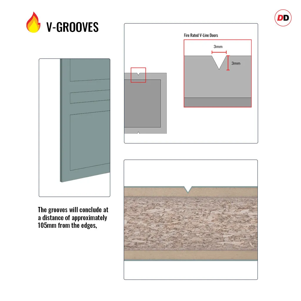 Fire Line V082-FD Fire Rated Interior Door - Premium Primed - Six Colour Options