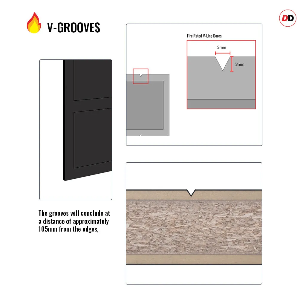 Fire Line V083-FD Fire Rated Interior Door - Premium Primed - Six Colour Options