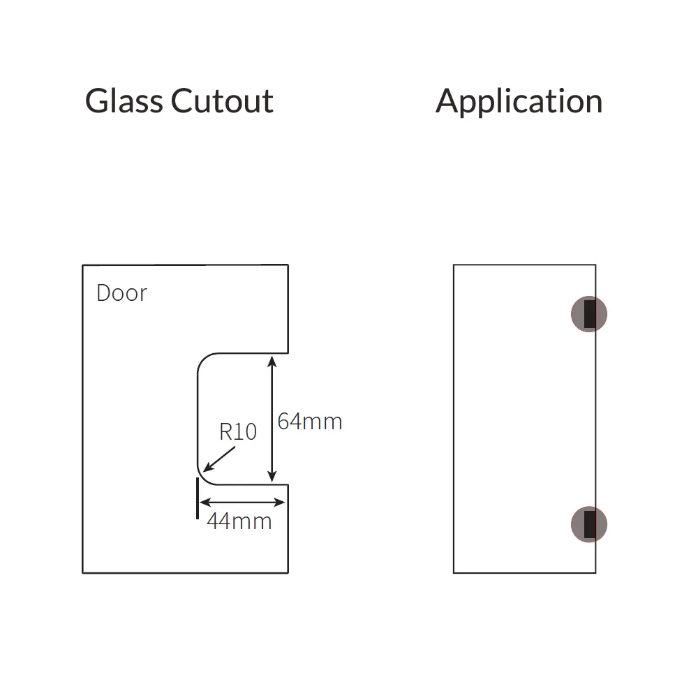 FORGE BLACK SHOWER HINGE GLASS TO WALL - L-SHAPE - 90 DEGREE - 10mm Glass - BRUSHED GUNMETAL