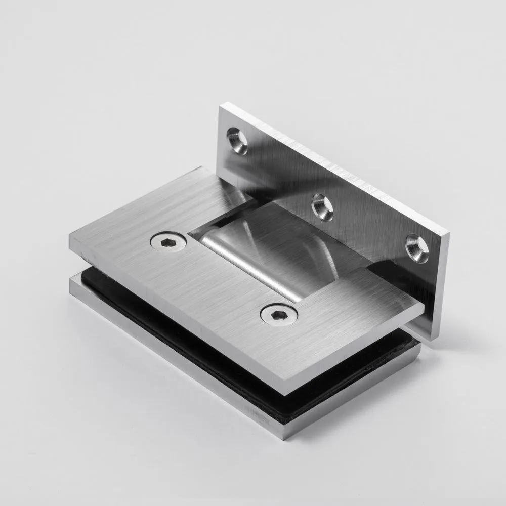 FORGE SATIN CHROME SHOWER HINGE GLASS TO WALL L-SHAPE 90 DEGREE 10mm glass - Satin Chrome