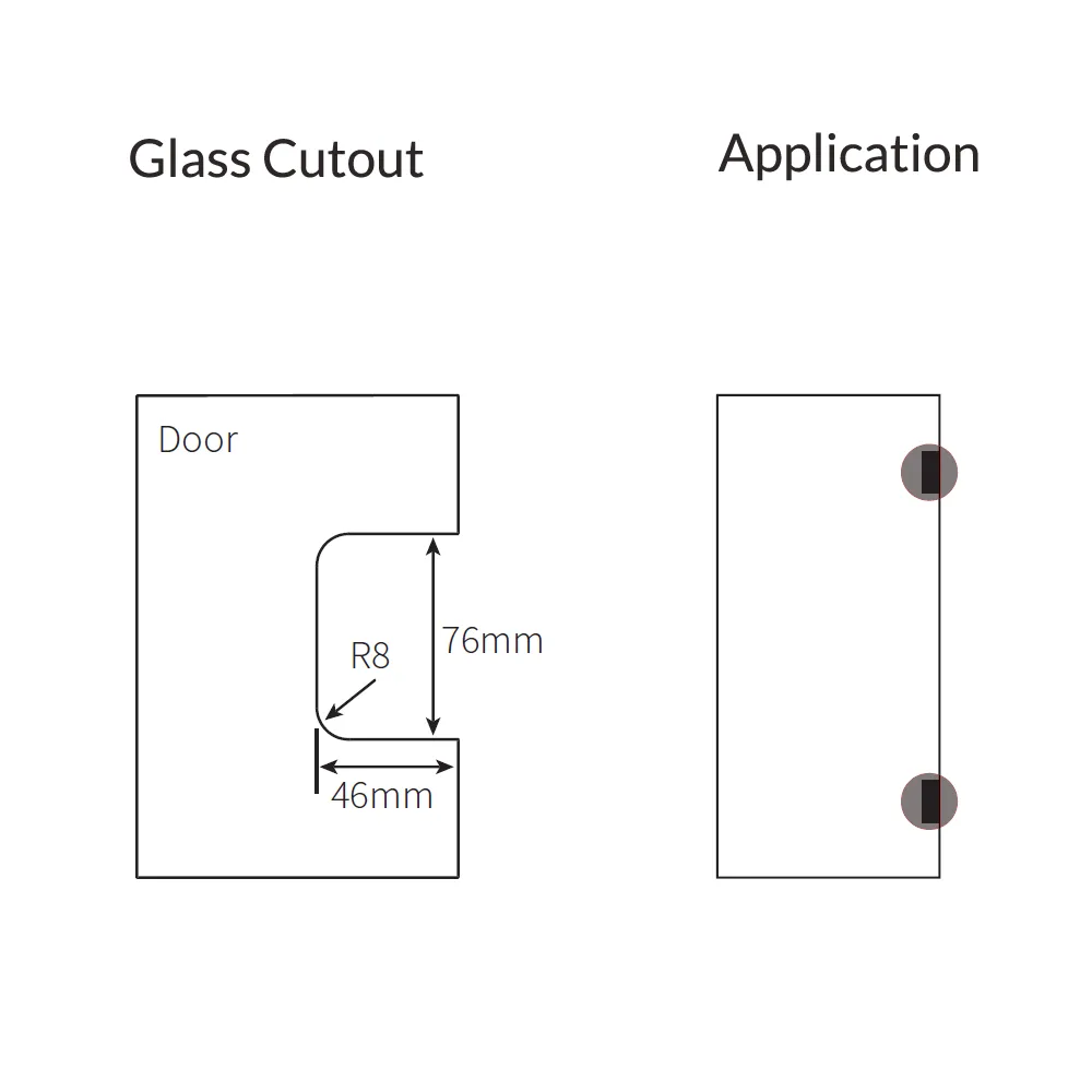 FORGE SHOWER HINGE HEAVY DUTY GLASS TO WALL L-SHAPE 90 DEGREE - Matt Black