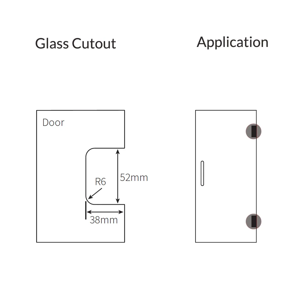 FORGE SHOWER HINGE MICRO GLASS TO WALL L-SHAPE 90 DEGREE  6mm and 8mm glass - Chrome