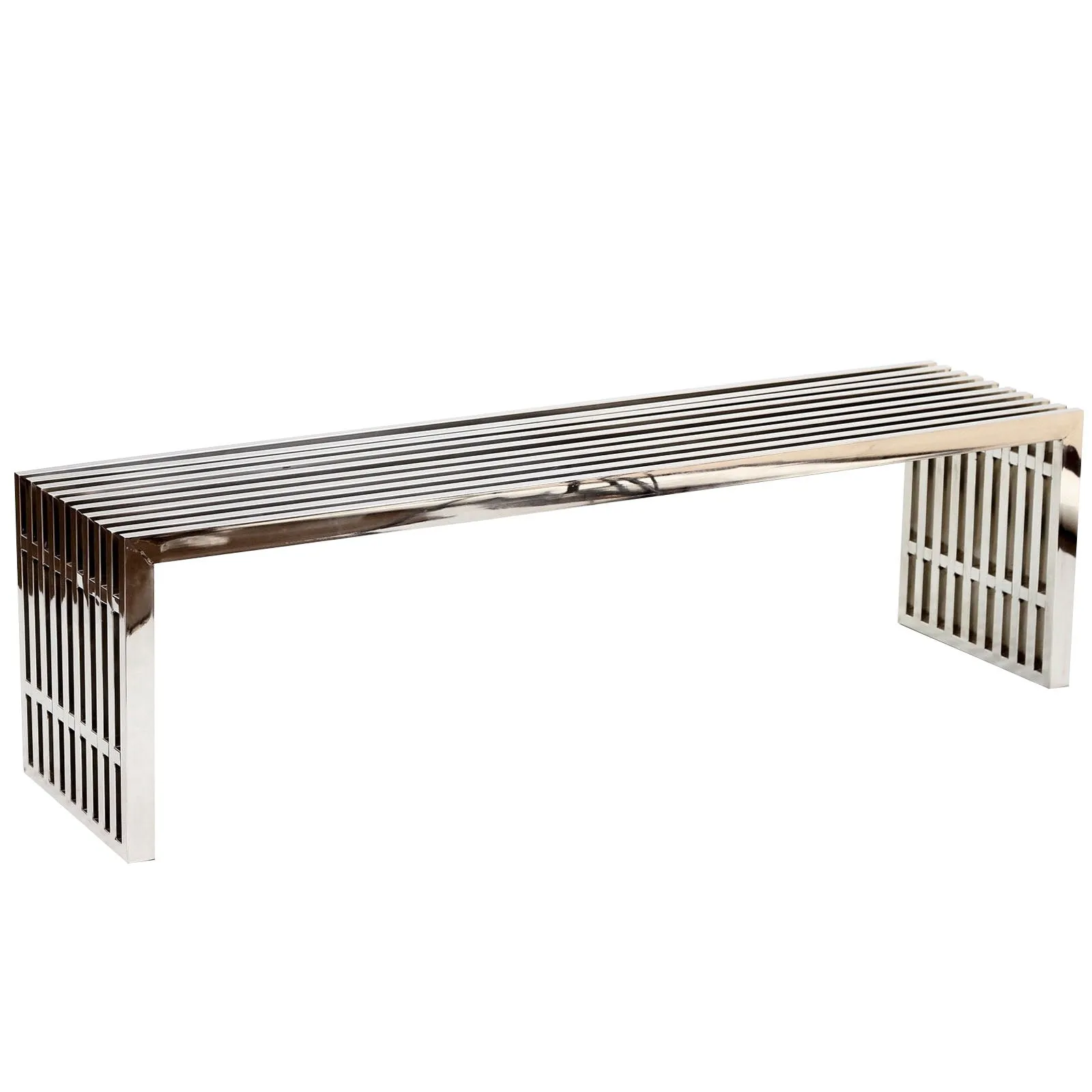 Gridiron Large Stainless Steel Bench In Silver