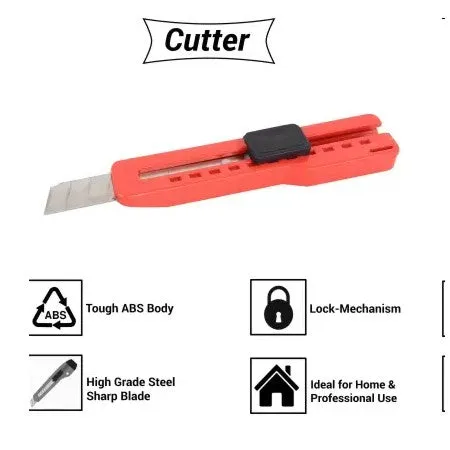 Hand Tool Kit - Plier, Claw Hammer, 2in1 Screwdriver, Wire Cutter, Measuring Tape, Line Tester, Electrical Tape, Paper Cutter