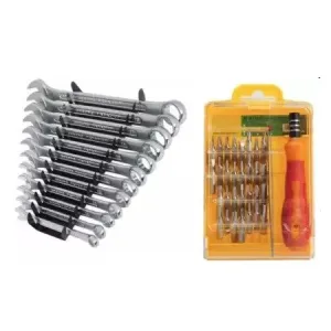 Hand Tools Combo 12pcs Combination Spanners and 32pcs jackly screwdriver set