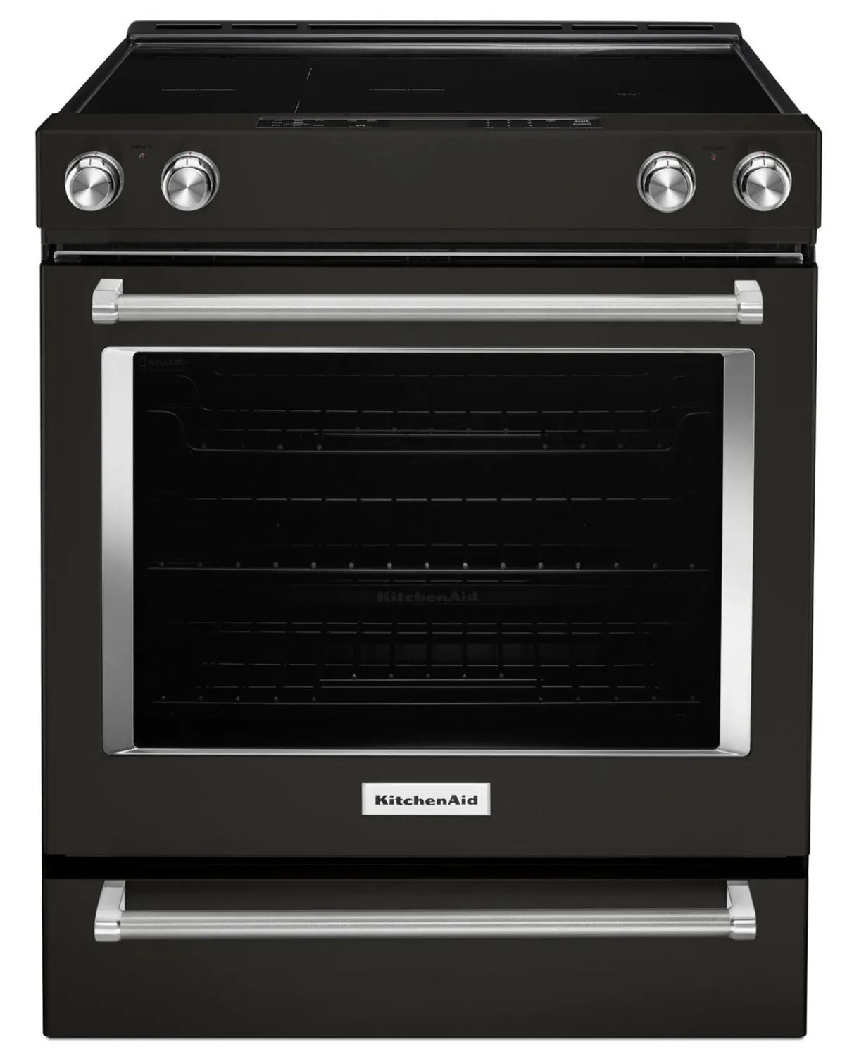 KitchenAid Black Stainless Steel Slide-In Electric Convection Range (6.4 Cu. Ft.) - YKSEG700EBS