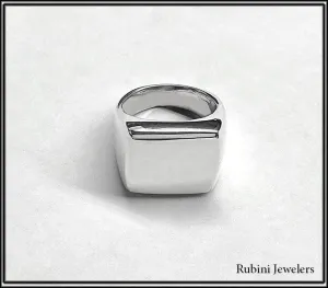 Large Silver Square Top Signet Ring