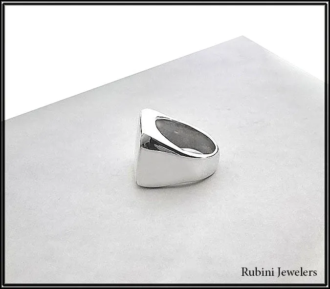 Large Silver Square Top Signet Ring