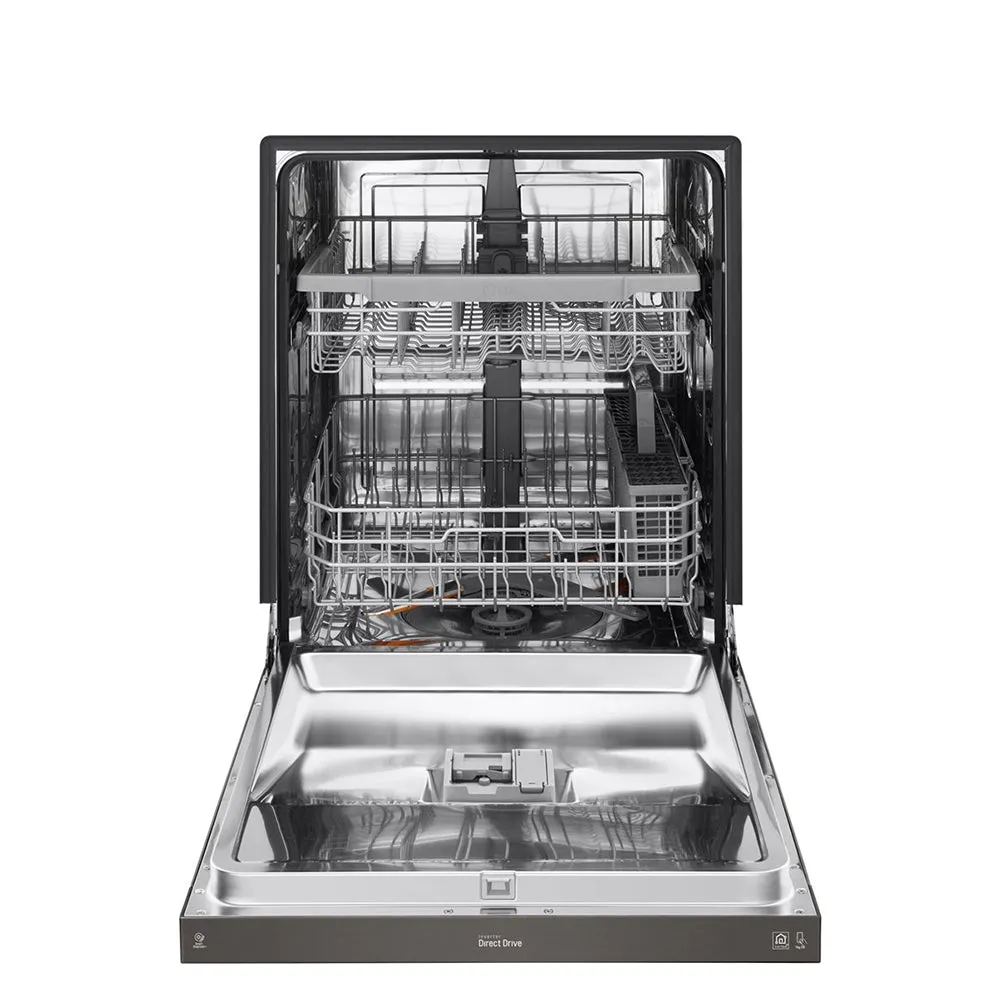 LG-24" Front Control Built In Dishwasher with QuadWash and Stainless Steel Tub-Black Stainless Steel