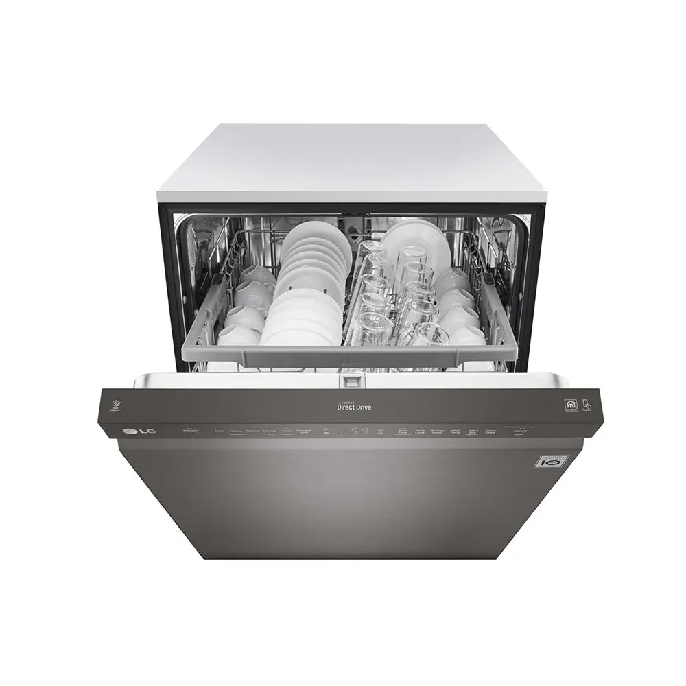 LG-24" Front Control Built In Dishwasher with QuadWash and Stainless Steel Tub-Black Stainless Steel