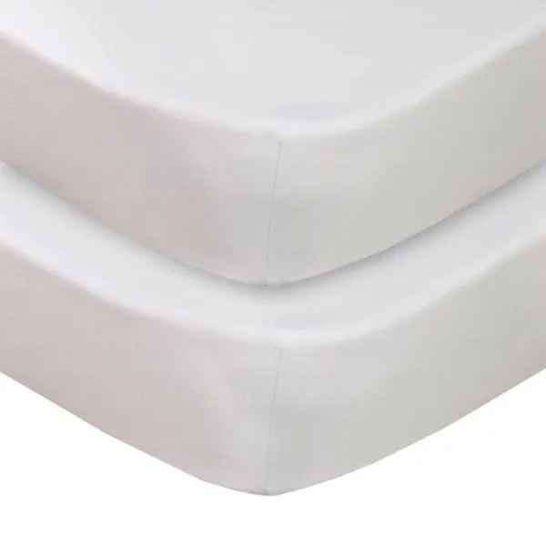 Living Textiles 2 Pack Jersey Cot Fitted Sheet - White